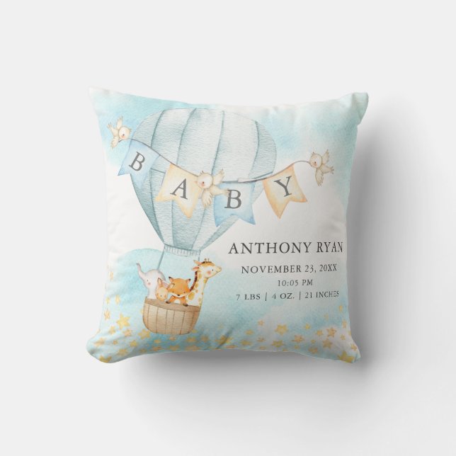 Hot Air Balloon Baby Dusche Birth Birth Kissen (Vorderseite)