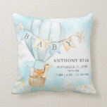 Hot Air Balloon Baby Dusche Birth Birth Kissen<br><div class="desc">Niedlichen Dschungel- und Waldtiere Babykissen für einen kleinen Jungen.  Einfach mit Babys Geburtsstatistiken personalisieren!   Matching Artikel in unserem Shop erhältlich..</div>