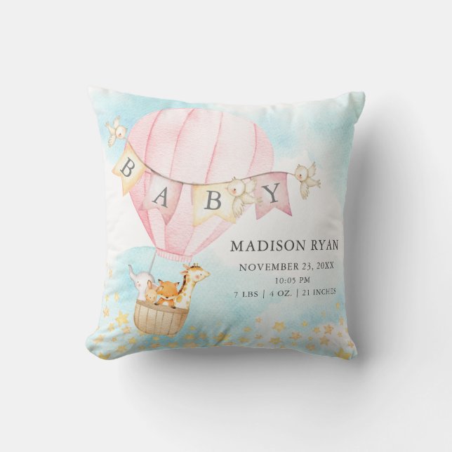 Hot Air Balloon Baby Dusche Birth Birth Kissen (Vorderseite)