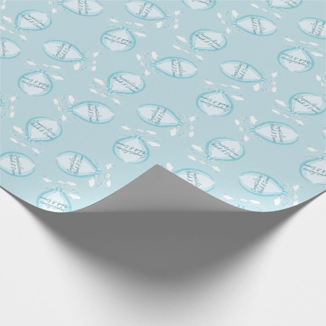 Hot Air Balloon Baby Dusche blau Geschenkpapier (Ecke)