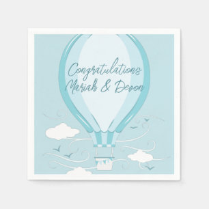 Hot Air Balloon Baby Dusche Blue Napkins Serviette