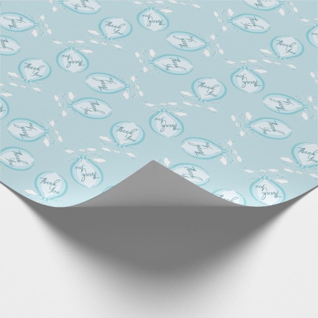 Hot Air Balloon Baby Dusche Blue Vielen Dank Geschenkpapier (Ecke)