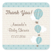Hot Air Balloon Baby Dusche Danke Stickers
