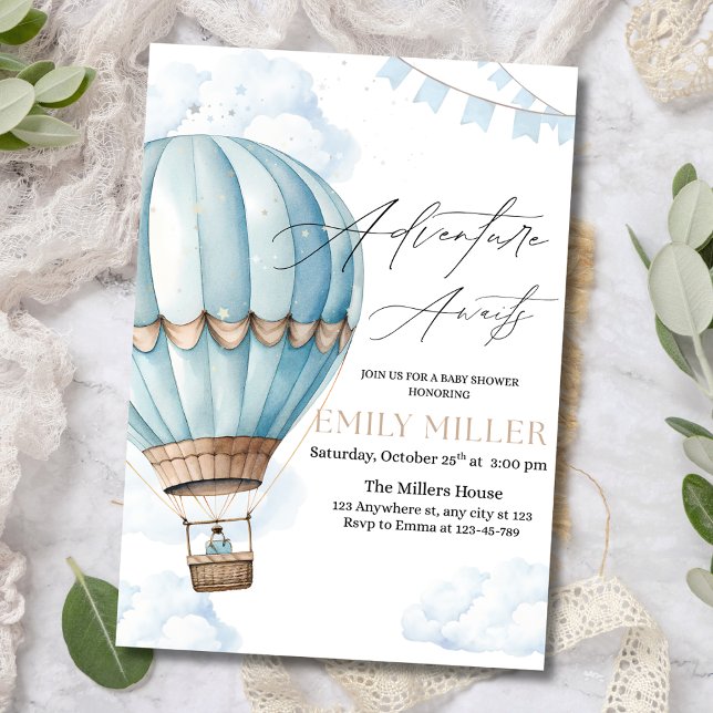 Hot Air Balloon Baby Dusche Invite, Blue Boy Baby Einladung (Von Creator hochgeladen)