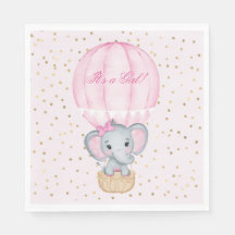 Hot Air Balloon Baby Girl Elephant Babydusche