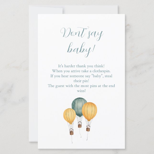 Hot Air Balloon Baby Shower Game (Vorderseite)