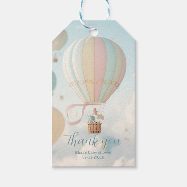 Hot air balloon baby shower  geschenkanhänger (Vorderseite)