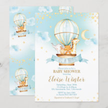 Hot Air Balloon Baby Shower Jungle Animals Boy