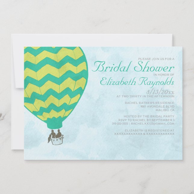 Hot Air Balloon Bridal Shower Einladungen (Vorderseite)