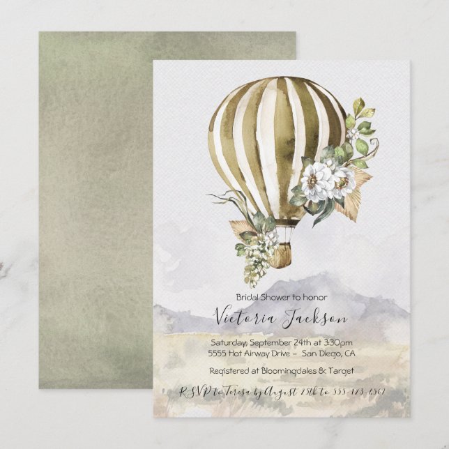 Hot Air Balloon Bridal Shower Einladungen (Vorne/Hinten)
