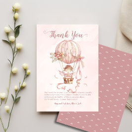 Hot Air Balloon Fairy Girl Baby Dusche Vielen Dank Dankeskarte