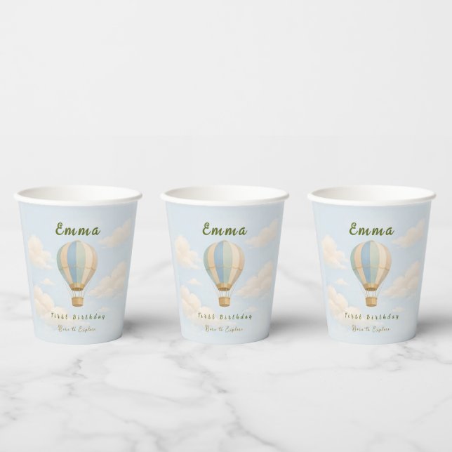 Hot Air Balloon First Birthday Paper Cups Pappbecher (Multi)