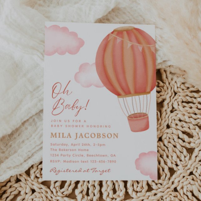 Hot Air Balloon Girl Baby Dusche Einladung (Von Creator hochgeladen)