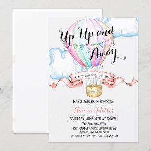 Hot Air Balloon Invitation Baby Girl Douche