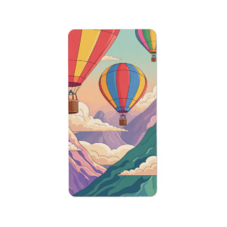 Hot air balloon mountain adventure adressaufkleber