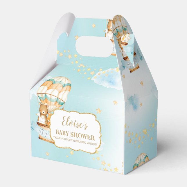Hot Air Balloon Niedlicher Tiere Baby Shower Boy Geschenkschachtel (Vorderseite)