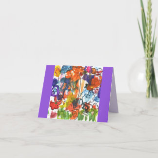 Hot Air Balloon over Flowers Painting Dankeskarte