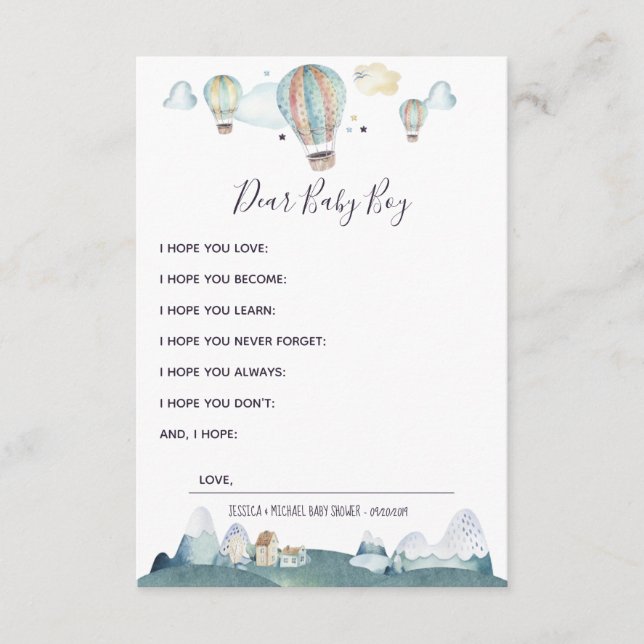 Hot Air Balloon Party wünscht Baby Adress Card Begleitkarte (Vorderseite)