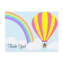 Hot Air Balloon Postcard - Light Blue Background