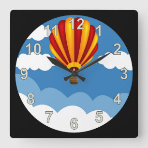 Hot Air Balloon Quadratische Wanduhr