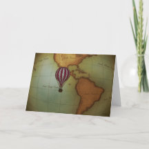 Hot Air Balloon Ride Over Western Hemisphere Map