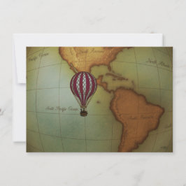 Hot Air Balloon Ride Over Western Hemisphere Map Mitteilungskarte