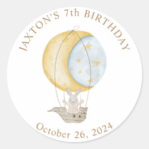 Hot Air Balloon Stars Birthday Classic Round Runder Aufkleber
