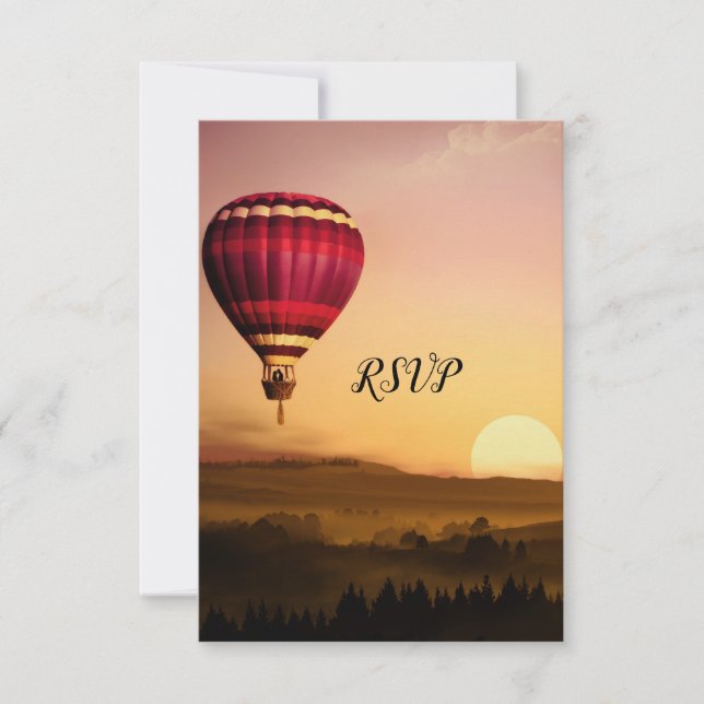 Hot Air Balloon Sunset Wedding RSVP Card Einladung (Vorderseite)