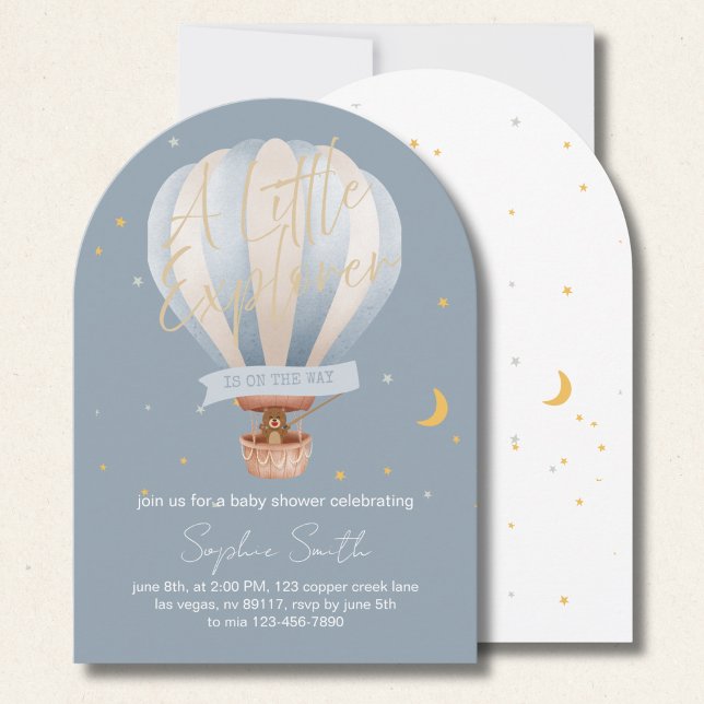 Hot Air Balloon Whimsical Cute Teddy Bear Arch Einladung (Von Creator hochgeladen)