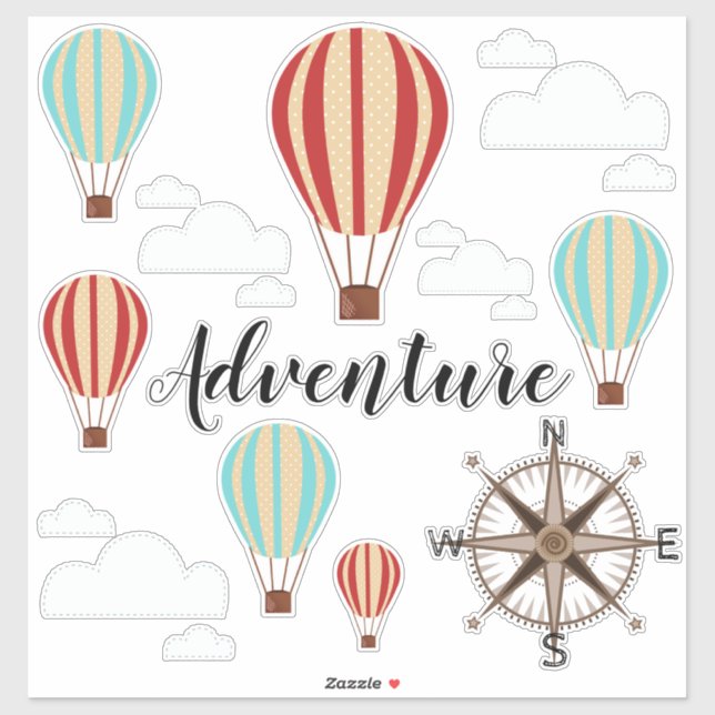 Hot Air Balloons Adventure Aufkleber (Blatt)