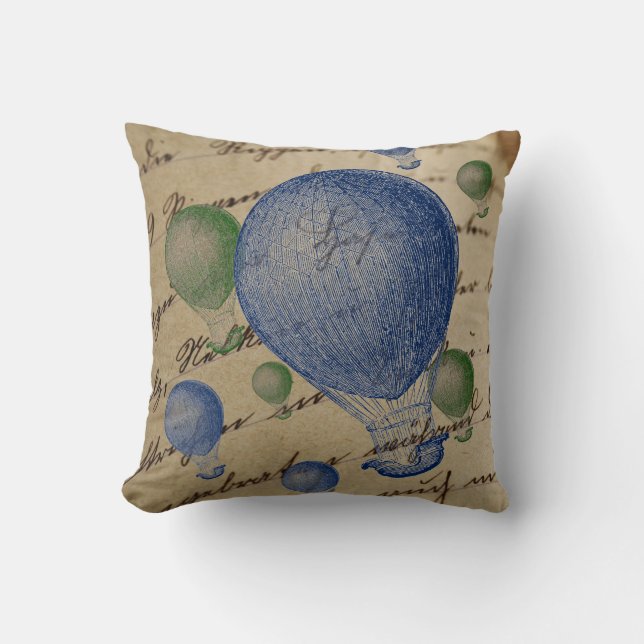 Hot Air Balloons auf Handschrift Hintergrund Baumw Kissen (Vorderseite)