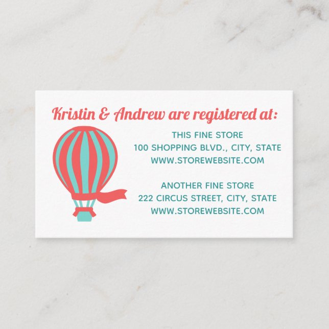 Hot Air Balloons Baby Showregister Begleitkarte (Vorderseite)