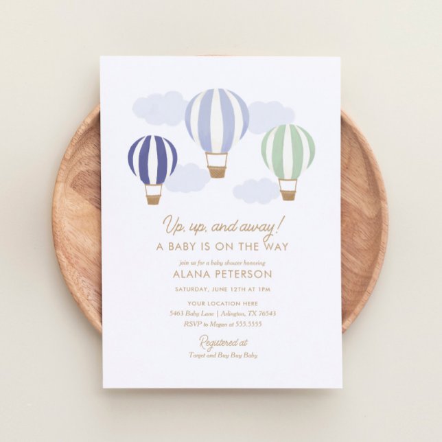 Hot Air Balloons Boy Travel Baby Dusche Einladung (Von Creator hochgeladen)