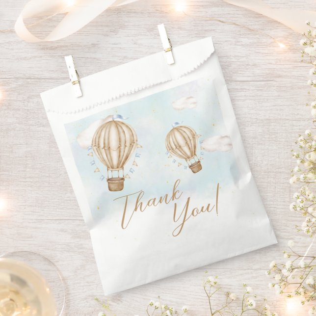 Hot Air Balloons braune Wolken Kinderdusche Geschenktütchen (Ausgeschnitten)