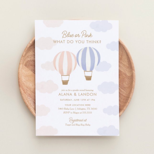 Hot Air Balloons Gender Reveal Party Einladung (Von Creator hochgeladen)