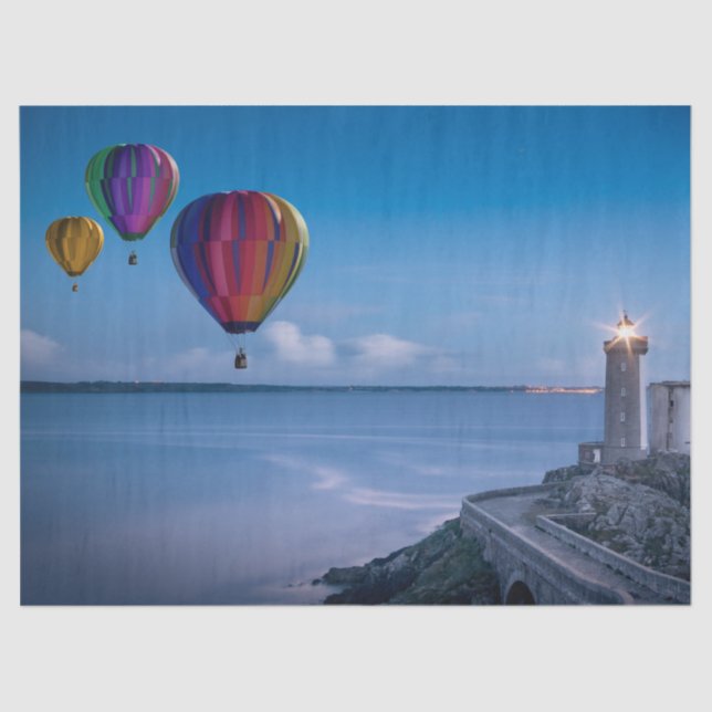 Hot Air Balloons Ocean Lighthouse Decoupage Seidenpapier (Vorderseite)