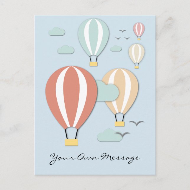 Hot Air Balloons Papercut Style Postkarte (Vorderseite)