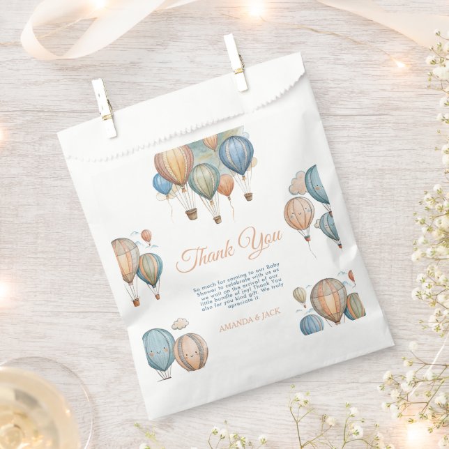Hot Air Balloons Pastel Boy Travel Baby Dusche Geschenktütchen (Ausgeschnitten)