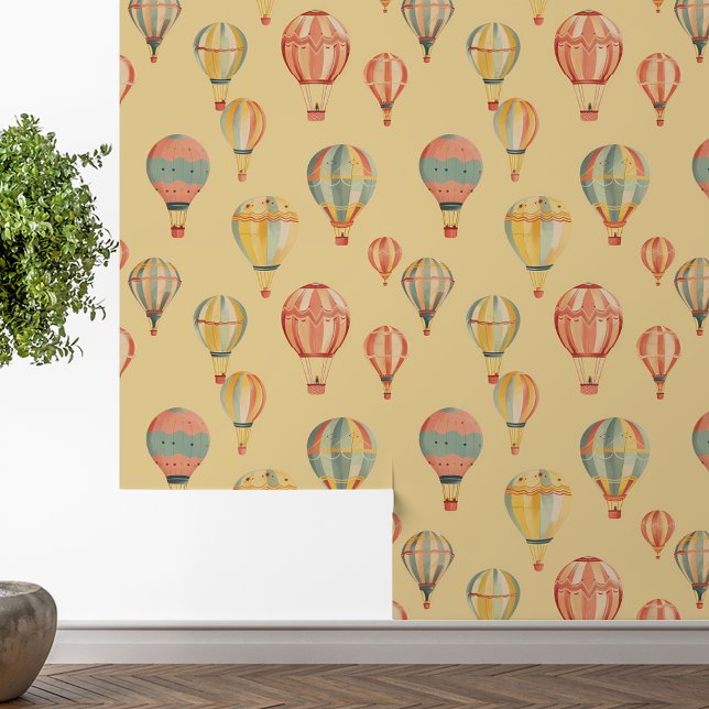 Hot Air Balloons Yellow Baby's Room Kinderzimmer Tapete (Von Creator hochgeladen)
