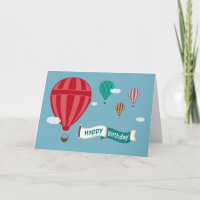 Hot Air Balloons zeigen Banner Birthday Card an