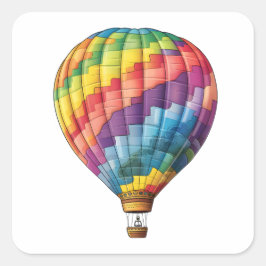 Hot Air Rainbow Ballon Quadratischer Aufkleber