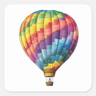 Hot Air Rainbow Ballon Quadratischer Aufkleber
