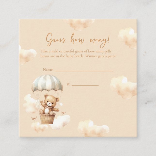 Hot Ballon Teddy Bär Neutral Guess Game Card Begleitkarte (Vorderseite)