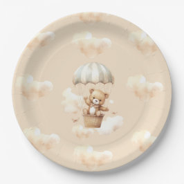 Hot Balloon Teddy Bär Neutral Baby Dusche Teller