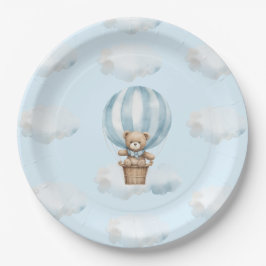 Hot Balloon Teddy Bear Boy Baby Showdusche Teller