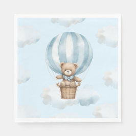 Hot Balloon Teddy Bear Neutral Baby Dusche Napkin Serviette