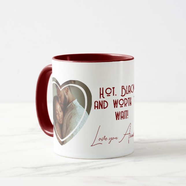 Hot Black Custom Heart Shape Foto I Names Red Tasse (Vorderseite Links)