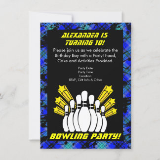Hot Blue Boy Personalisiert Bowling Party Einladun Einladung