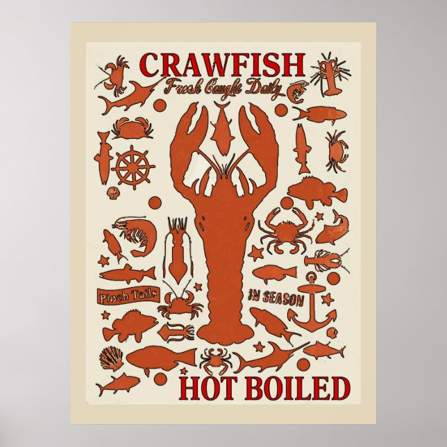 Hot Books Crawfish Sign Poster (Vorne)