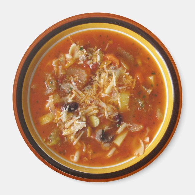 Hot Bowl Minestrone Soup Refrigerator Magnet (Devant)